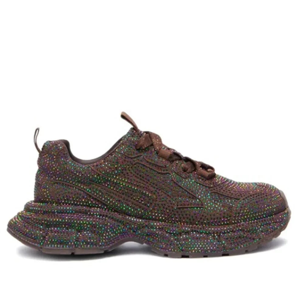 Callie Lives Miz Spacecraft Extra Terrestrial Iridescent Bling Brown Sneaker 7 8 - Picture 5 of 6